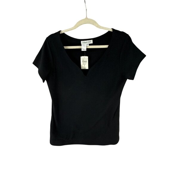 Coldwater Creek Women’s Black V-Neck Short Sleeve T-Shirt Size S Whimsygoth - Picture 6 of 8